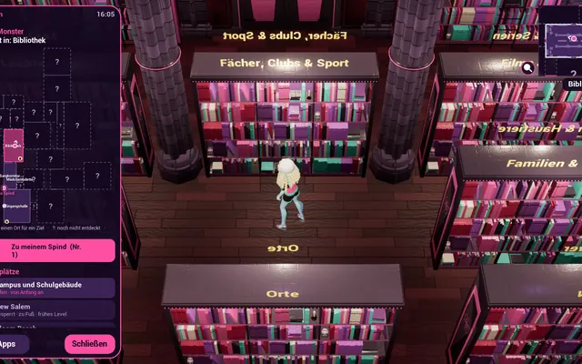 Die Karten-App „Inner Monster“ im iCoffin mit dem Grundriss der Schule, noch unentdeckte Räume mit Fragezeichen
